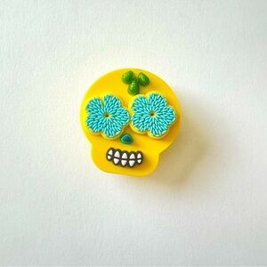 Día de los Muertos/ Day of the Dead CROCS Yellow Skull Jibbitz with Blue Flowers